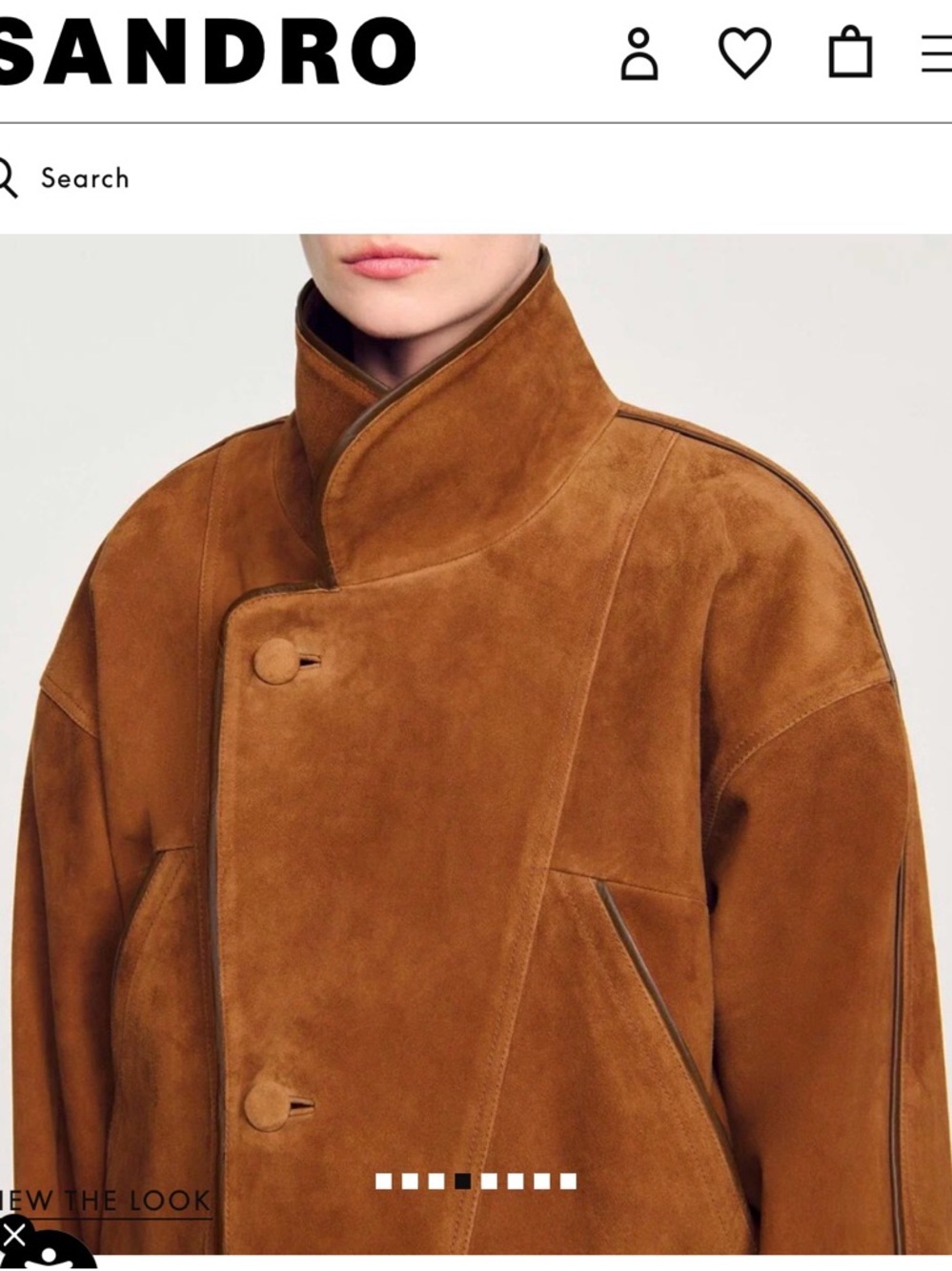 Sandro Brown Suede Boxy Bomber Jacket - Picture 3 of 10